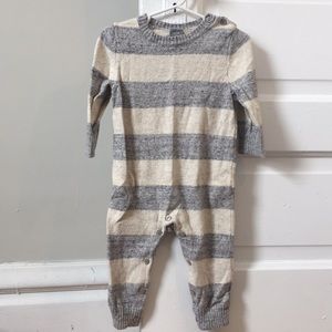 BabyGap cream & grey striped sweater romper